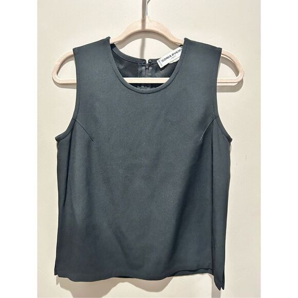 Sonia Rykiel Paris Black Blouse Sleeveless Tank Top Crew Neck - Picture 1 of 4